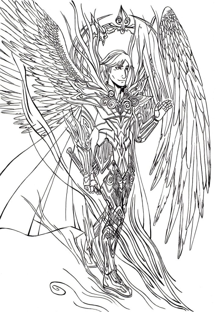 Archange Saint Michel dessin manga réalisé pendant le stage manga à Nantes