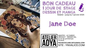 Bon cadeau pour adulte - cours de dessin - manga à Nantes et Orvault