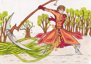fanart genshin impact orange dessiné par un adolescent pendant les cours de dessin à Orvault et Nantes