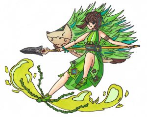 fanart genshin impact vert dessiné par un adolescent pendant les cours de dessin à Orvault et Nantes