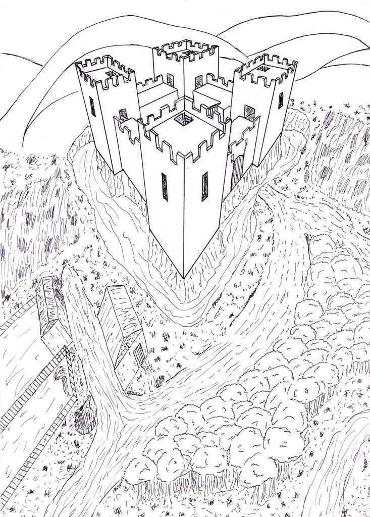 château en perspective dessiné pendant les cours de dessin à Nantes