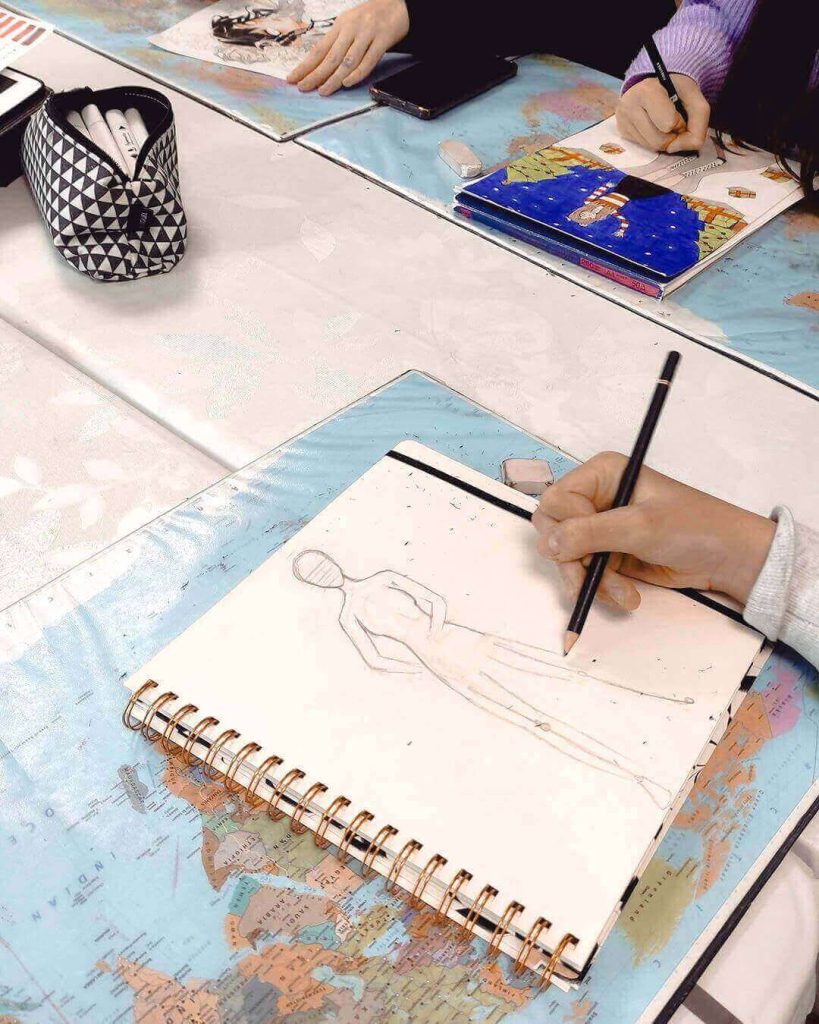 Dessins de personnages manga réalisé au crayon et au feutre par des  adolescents à l'Atelier Adya secteur Nantes Nord - Beauséjour.